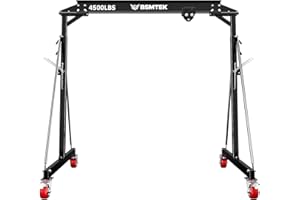 BSMTEK 2 Ton Gantry Crane 4500lbs Capacity, 2025 Upgraded Adjustable Height (8.53-12.47 FT), Width (6.56 FT), Steel I-Beam Construction, Portable Shop Hoist for Factories, Warehouses, Auto Repair