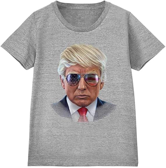 Amazon Fox Republic アメリカ 大統領 ドナルド トランプ サングラス 星条旗 レディース 半袖 Tシャツ オリジナルプリント 通販