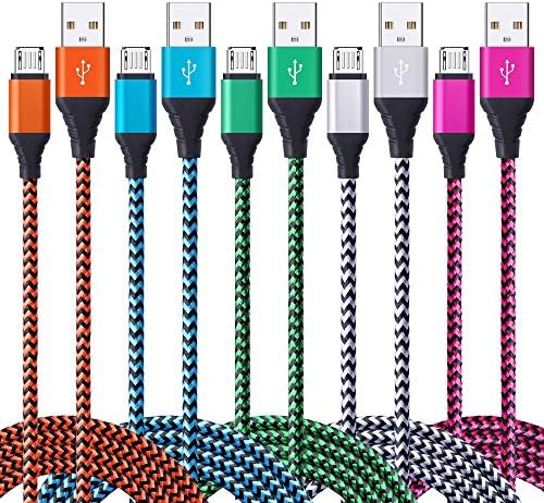 Samsung Micro USB Cable, OrSunday 5 Packs 6ft Braided USB 2.0 Android Charger Fast Charging Data Sync Phone Cord for Galaxy J3, J5, J7, S7, S6, S7 edge, Nokia 6 Nokia Lumia, kindle fire 7 8, Tablet
