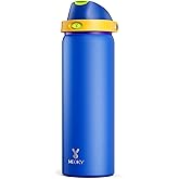 32 oz Insulated Water Bottle for Men: Meoky Stainless Steel Water Bottle with 2-in-1 Straw and Spout Lid - Leak Proof, Cold for 24 Hours, Protective Silicone Base, BPA-Free for Sports Gym, Sapphire