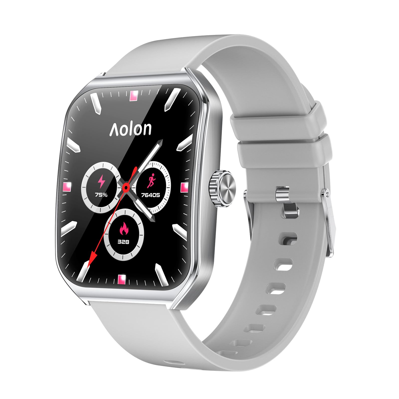 Photo 1 of AOLON Curve Upgrade Smart Watch for Men Women (Answer/Make Call), 1.83" Fitness Tracker with 120+ Sport Modes,Heart Rate/Sleep/Spo2 Monitor, IP67 Waterproof,Activity Tracker for Android iOS - Silver