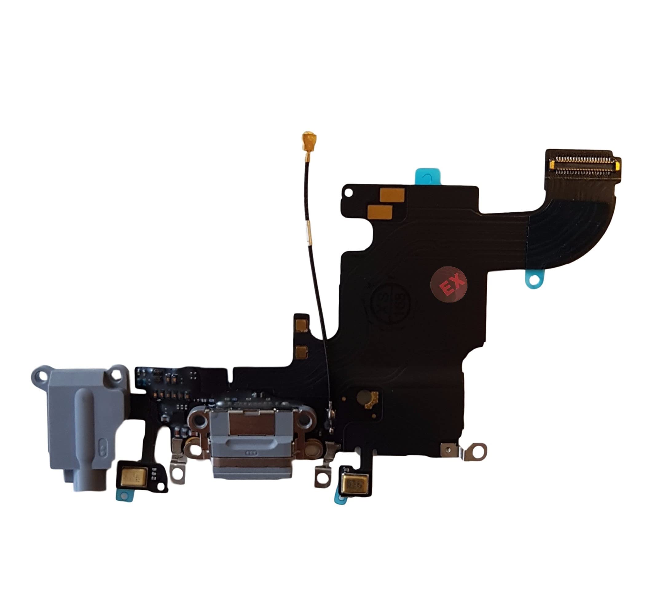 Smartex® Charging Port Flex cable compatible with iPhone 6S Dark grey – Dock Connector with built in Microphone, Home button, Loudspeaker, Antenna