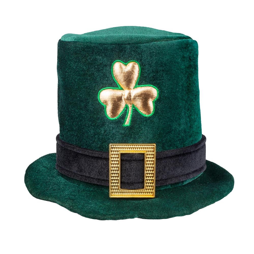 Boland St Patrick’s Day Leprechaun Hat – Green Clover Buckle Top Hat Fancy Dress Accessory for Adults – Irish Party Costume Headwear
