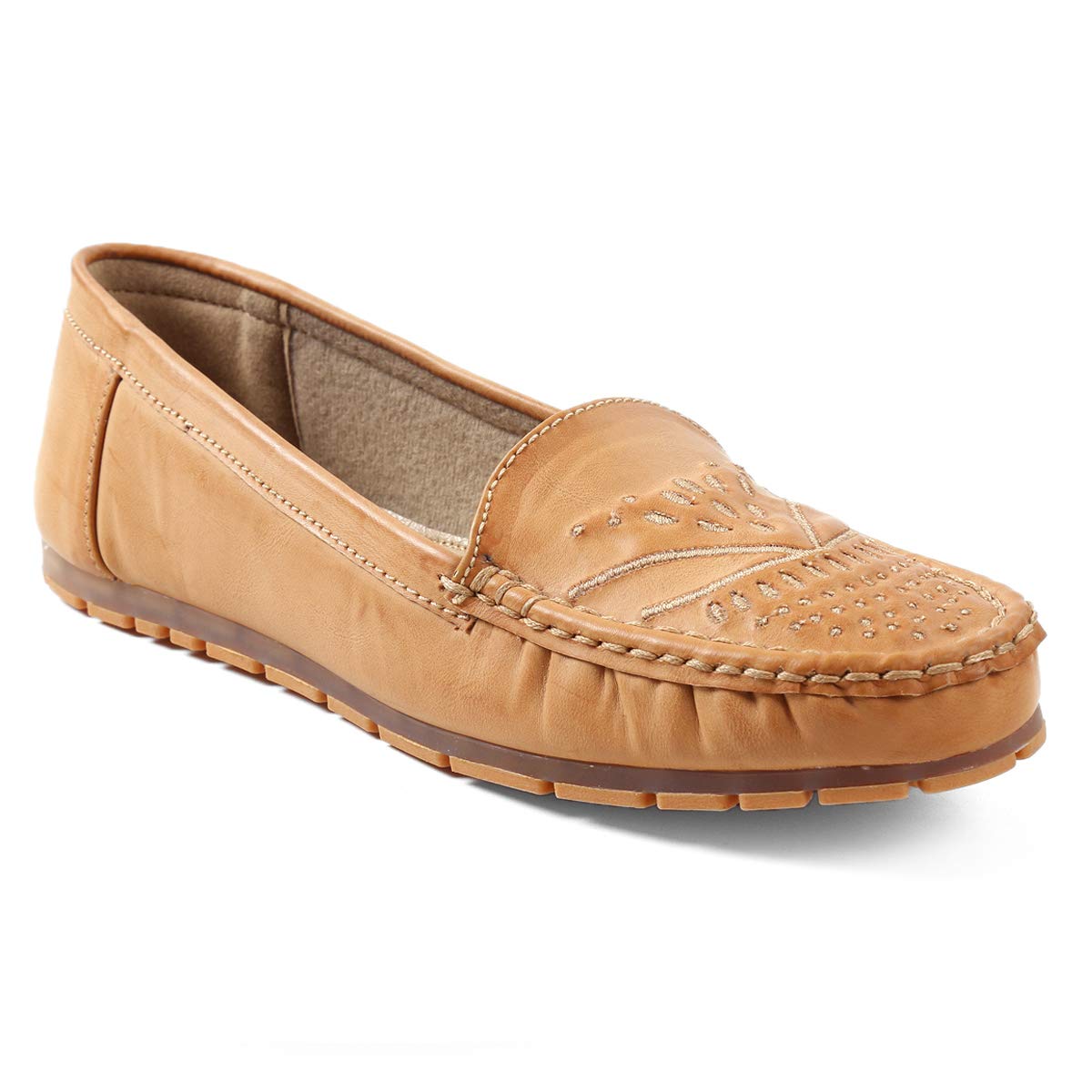 Buy meriggiare® Women Tan Slipons Handcrafted Detailed Work Casual
