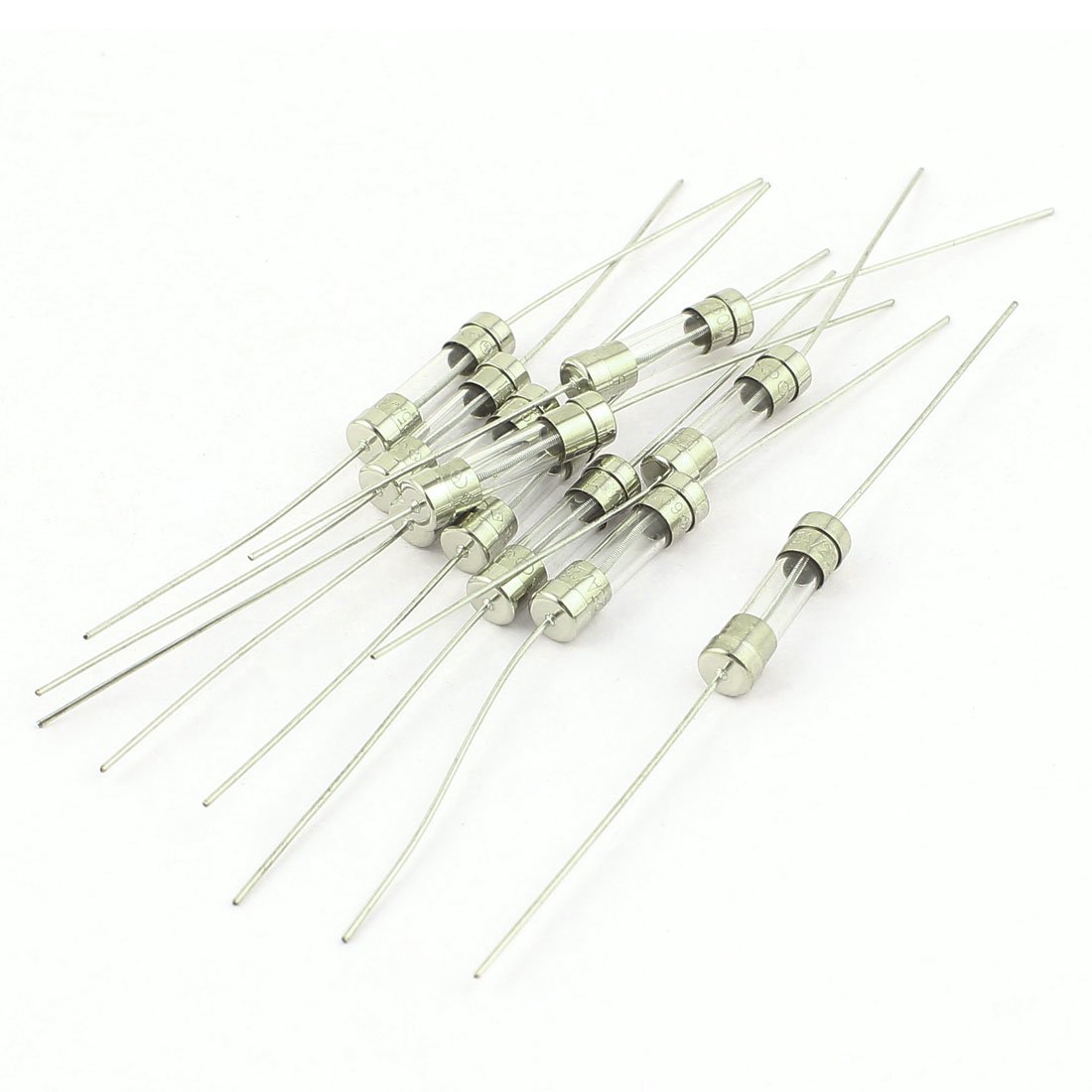 sourcingmap Dual Cap Axial Leaded Glass Tube Fuses 5 x 20mm 250V 1.25A 10pcs