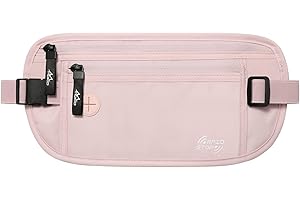 MoKo Secure Travel Money Belt, Undercover Hidden RFID Blocking Travel Wallet, Anti-Theft Passport Wallets for Men Women, Pink