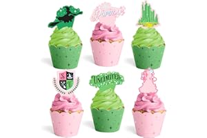 xo, Fetti Pink + Green Witch Cupcake Toppers + Wrappers - Set of 24 | Kids Cake Decoration, Popular Party Decor, Unlimited Wizard Supplies, Dessert Accessory