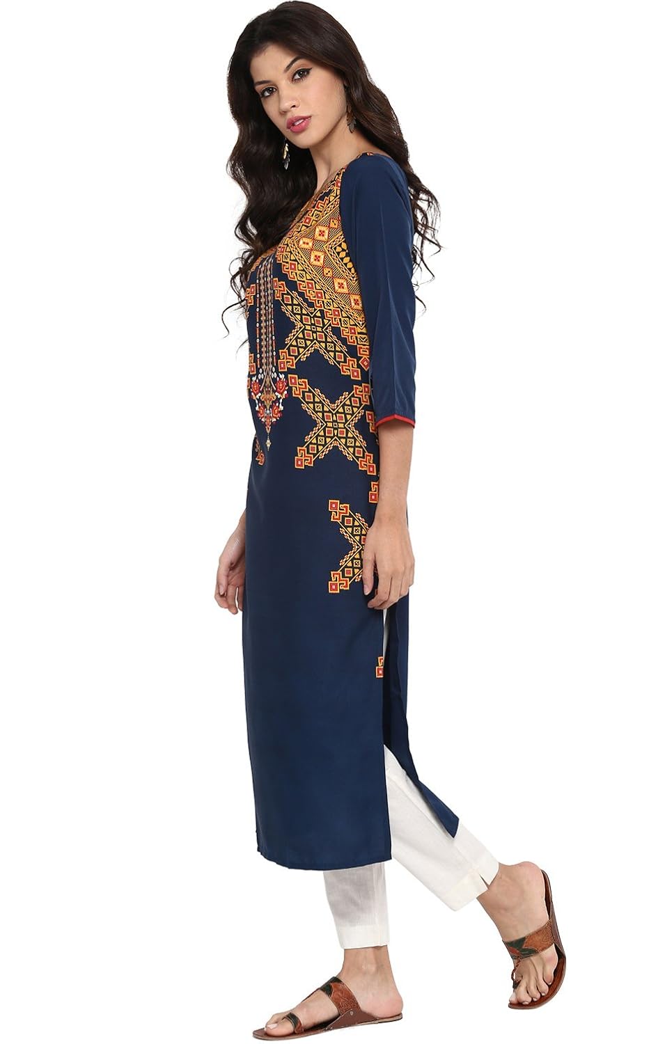 vaamsi crepe digital printed kurti(vpk1492_blue_free size)