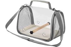 Travel Bird Cage - Compact Bird Carrier | Parakeet Carrier with Wooden Perch | Breathable Parrot Carriers Travel Bag | Lightw