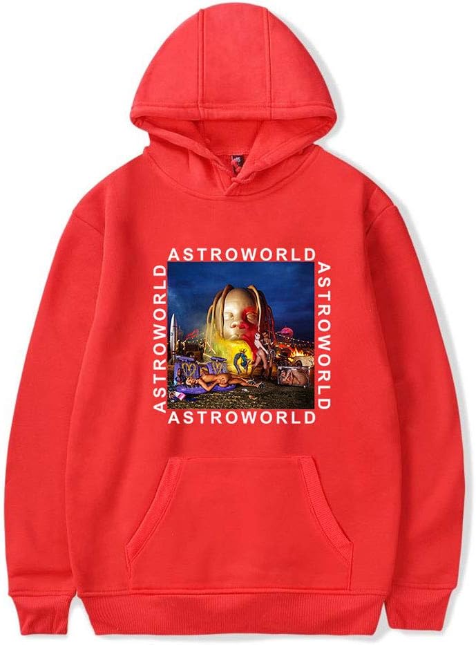 Fashion Astroworld Hoodies Streetwear Men's Woman Pullover Sweatshirt Hip Hop Travis Scotts Trendy Simple Solid Color Men And Women Hoodies Red