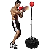 Speed Bar with Stable Base - MMA High Energy Spring - Reflex Bag Free Standing Boxing Bag with Adjustable Height & Durable Stress Relief Ball for Fitness Enthusiasts!(red)