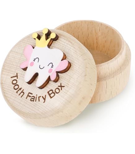 thumbnail image 2 of Ouligay Tooth Fairy Box For Girls And Boys, 3D Carved Wooden Box, Cute Lost Tooth Holder, Tooth Fairy Gifts For Birthdays Baby Shower Holiday 2 of 10