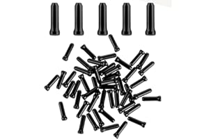 Jeffdad Bike Cable End Caps, 50Pcs Bike Cable Ends Crimps Bike Brake Cable End Tips Cycling Caps Shifter Inner Cable Tips Wire End Cap Crimps for Road Mountain Bicycle (black, one size)