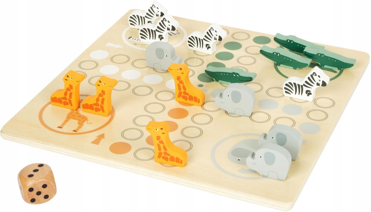 Small Foot 11697 Ludo Safari, made of FSC 100%-certified wood, parlour game for the whole family, for ages 4+ years multi-coloured