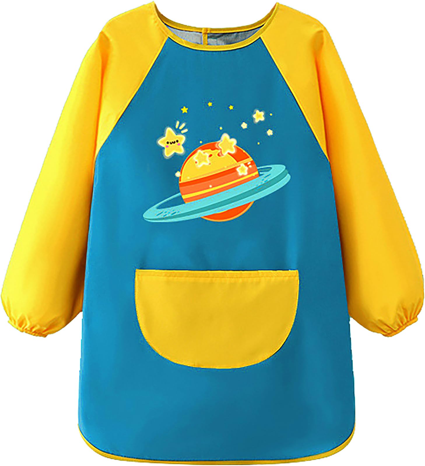 MESU Kids Art Smocks Long Sleeve Apron Waterproof Artist Painting Children Apron Green Planet M