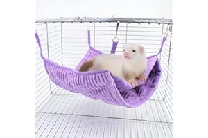 WOLEDOE Large Ferret Hammock, Hanging Tunnel Bed for Cage Fit Rats Chinchilla - Purple