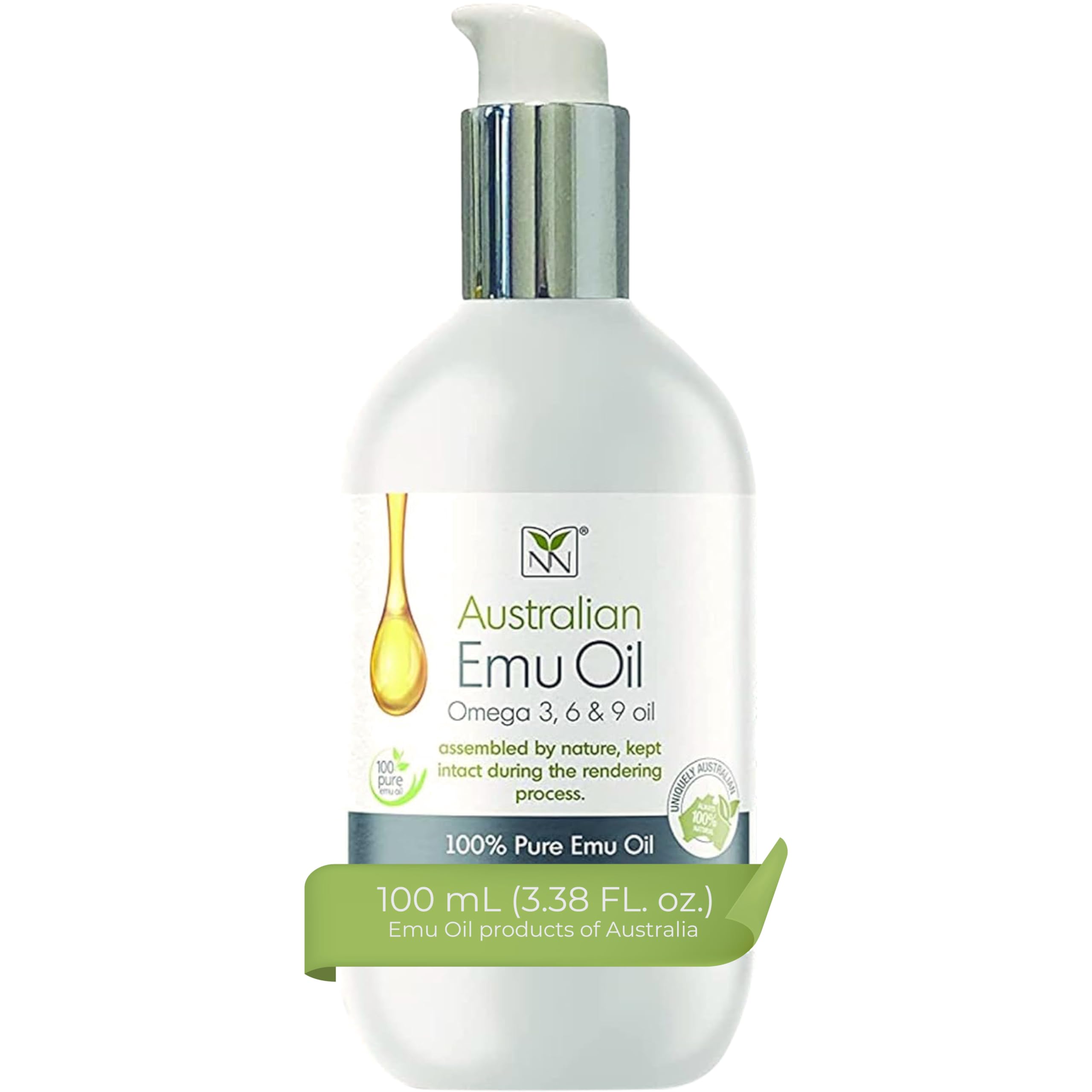 Emu Oil Skin Moisturizer - Scalp, Hair, Face, Body & Nail Moisturizer with Omega 3, 6, 9, Vitamins, & Minerals - Body & Face Serum for Fine Lines, Stretch Marks, Dry Lips & Cuticles - 100mL, Unscented