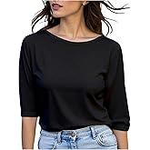 SweatyRocks Women's Round Neck T Shirts Half Sleeve Basic Summer Going Out Tees Tops
