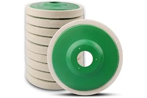 ATOPLEE Thickened 12mm Wool Polishing Wheel Disc,10pcs 4-1/2" x 7/8" Arbor Buffing Wheel for 4.5 Inch Angle Grinder,Wool Felt Polishing Wheel for Metal,Marble,Wood（Hole Diameter:22mm,Thickness:12mm）