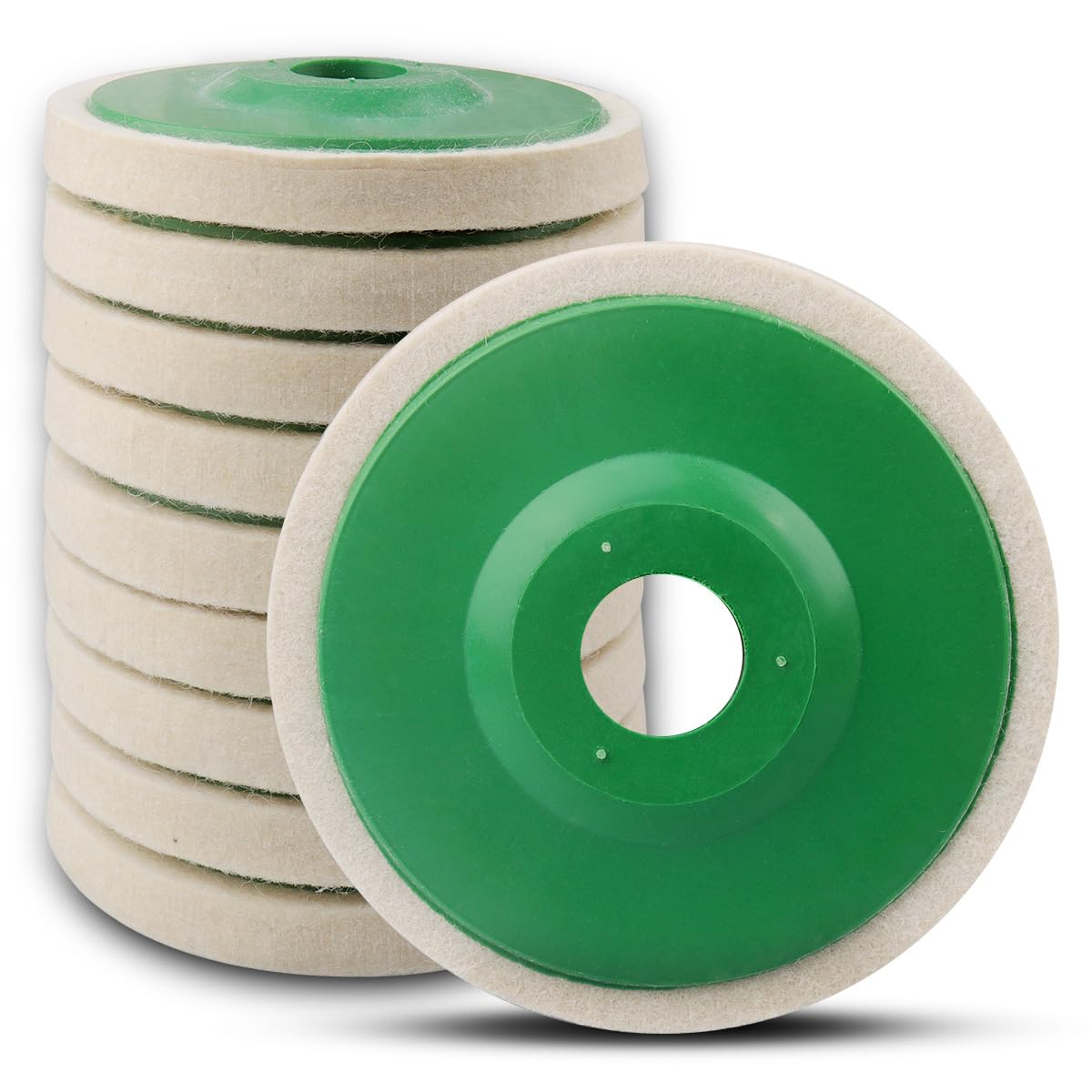 ATOPLEE Thickened 12mm Wool Polishing Wheel Disc,10pcs 115mm Dia Buffing Wheel for 4.5 Inch Angle Grinder,Wool Felt Polishing Wheel for Metal,Marble,Wood（Hole Diameter:22mm,Thickness:12mm） — image 1