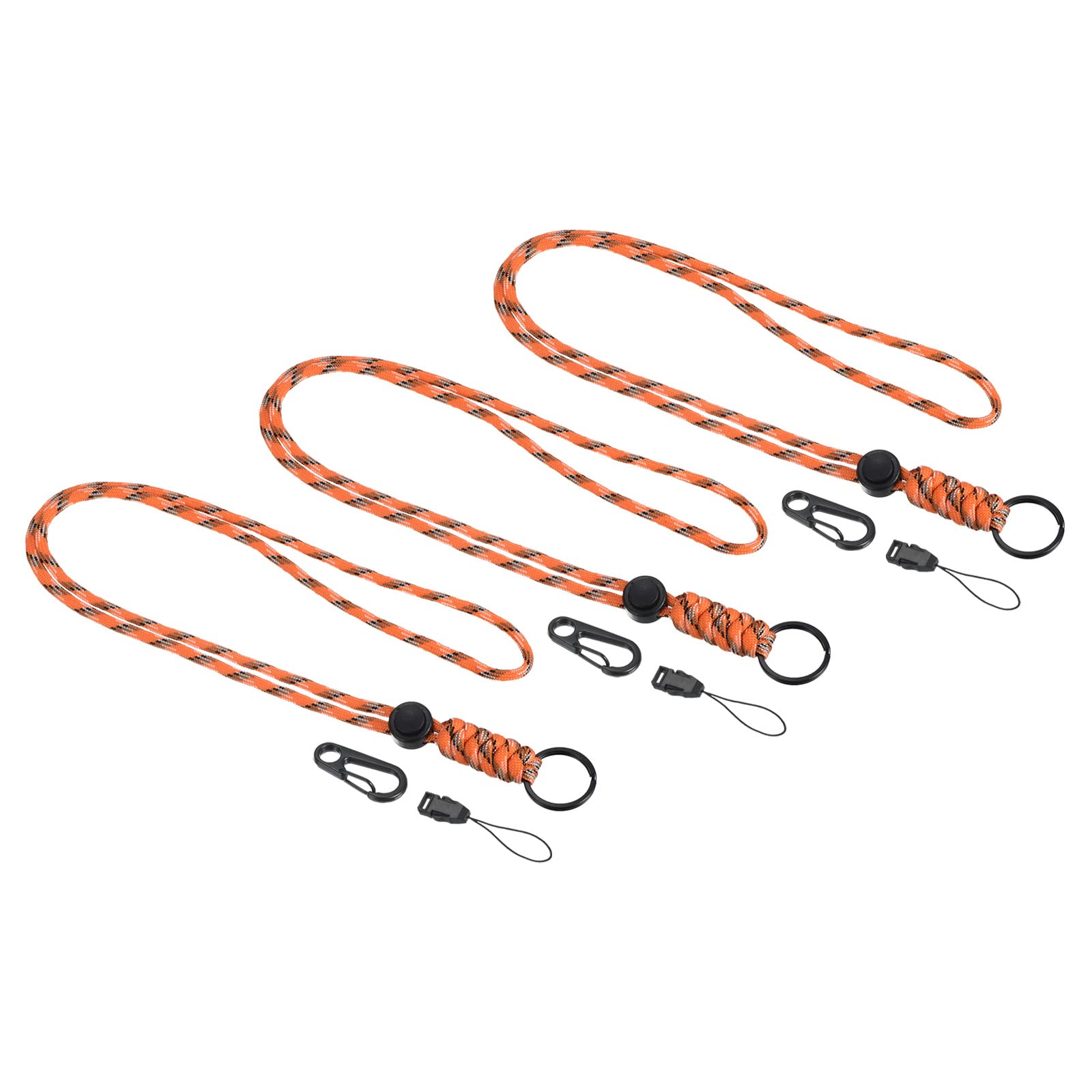 PATIKIL Paracord Lanyard 20 Inch, 3 Pack Necklace Keychain Cord Metal Clasp Hook Ring Strap for Keys Whistle ID Card Badge Holder, Camo Orange