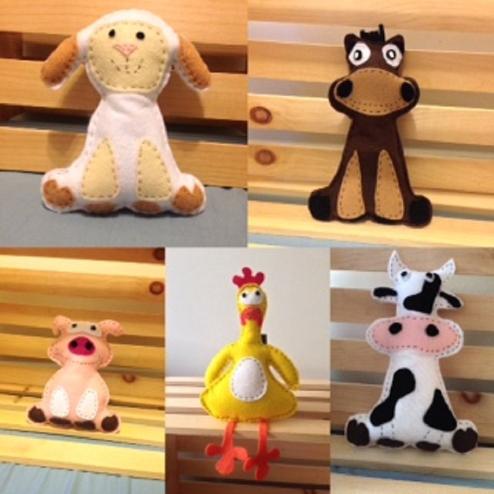 Farm Animal 5 Piece Plush Set Handmade