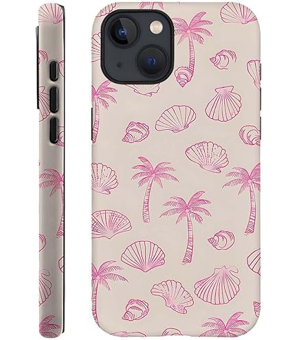 Uioeua For IPhone 14 Magnetic Case,Cute Coastal Beach Summer Pink Seashell Shell Aesthetics With Compatible With Magsafe For Women Girls Silicone