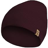 Timberland Men’s Ribbed Pull-On No Cuff Beanie - Soft Rib Knit Winter Hat, Stretch Fit, Warm Classic Look, Suede Logo Clip