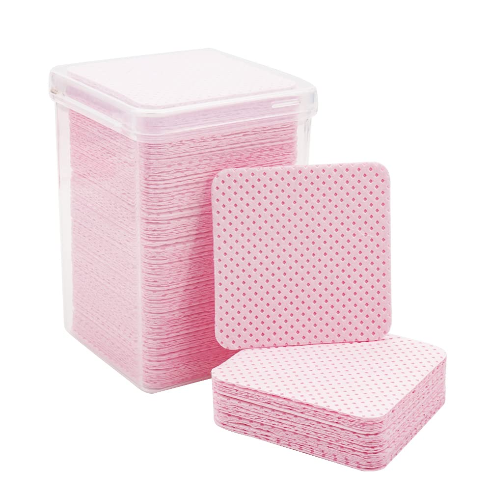 Photo 1 of 200 PCS Glue Wiping Cloth Eyelash Extension Glue Remover Lint Free Wipes Dry Pads Non- Woven Fabric Wiper for Nail Polish Home Salon (Pink)