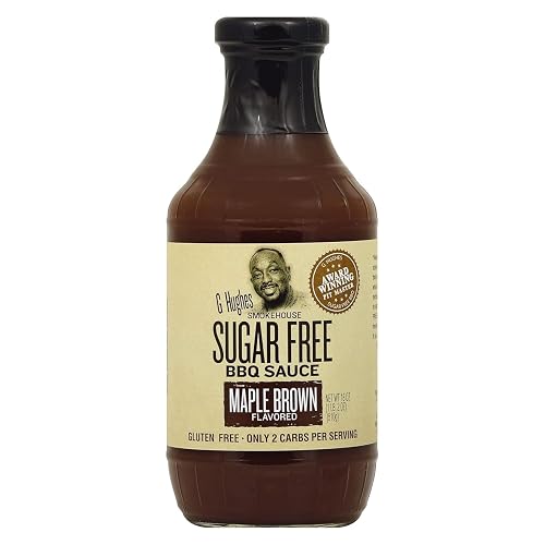G Hughes BBQ Sauce SugarFree Maple Brown