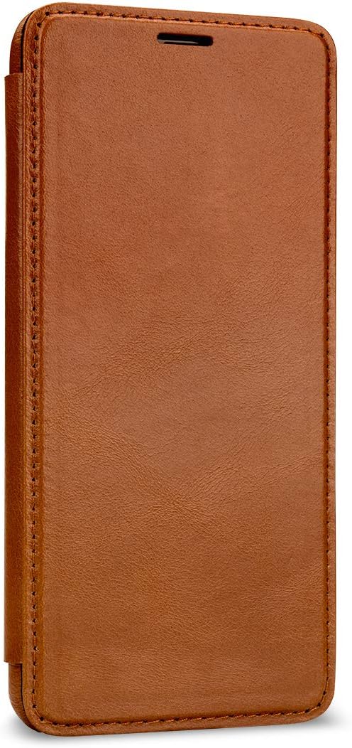 StilGut Book Type Flip Case for Galaxy A6 Plus/A6+ 2018, Genuine Leather Samsung Galaxy A6 Plus Case, Cognac Brown - Image 4