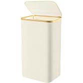 Slim Laundry Hamper with Lid 60L Narrow Laundry Hamper | Dirty Clothes Hamper Small Hampers for Small Space, Slim Laundry Basket with Bamboo Handle (Beige)