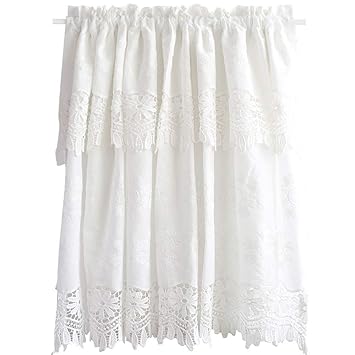 Amazon Com Liduo White Cotton Half Curtain Short Curtain Kitchen