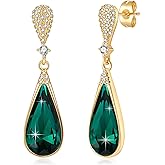 Austrian Crystal Teardrop Dangle Drop Earrings for Women 14K Gold Plated Hypoallergenic Jewelry Gift