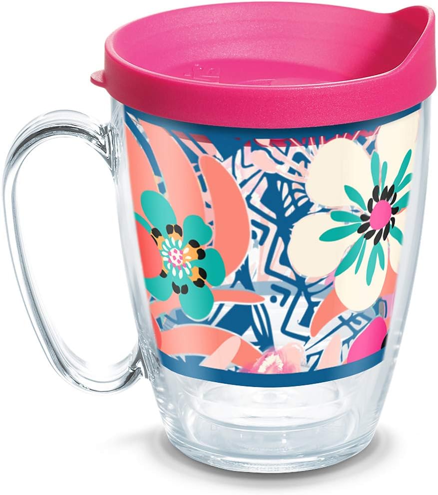 Amazon Com Tervis Bright Wild Blooms Insulated Travel Tumbler With Wrap And Lid 16 Oz Mug Tritan Clear Tumblers Water Glasses