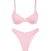 seamoly Vintage Gingham Bowknot Decor Tied Back Underwire Bikini Set