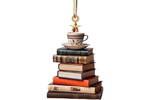 Personalized Book Lover Christmas Ornament 2025 - Acrylic Book Themed Tree Ornament, Librarian Club Gift for Her, Festive Xma