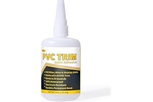 ZOXY PVC Trim Glue, Bond Trim Joints in 30 Seconds, Allows Adjustment, PVC Trim Adhesive — Suitable for Lumber, Decking, Moulding, Column Covers, Permanently Strong, Waterproof, No Cracking, 4 oz