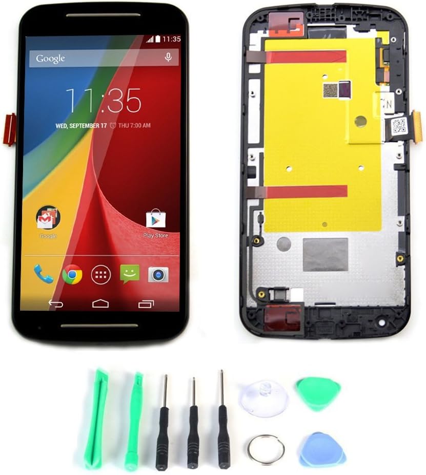 Generic Replacement LCD Display Touch Screen Digitizer Assembly with Frame for Motorola Moto G2 XT1068 XT1063 XT1064 (Black) + Free Tool Kits