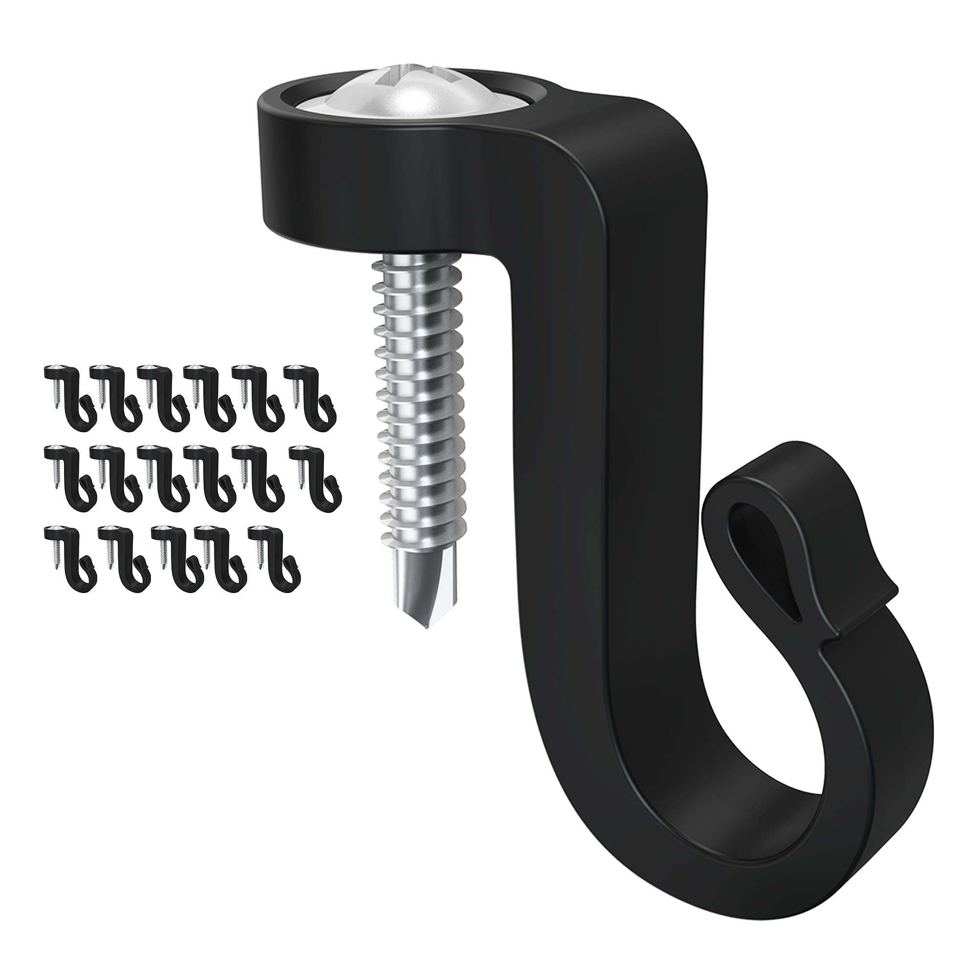 Blifula Q Hanger Screws in Hooks Outdoor Hooks for String Lights and Garage New Year Party Outdoor,Christmas Light Hooks (18 Pack-Black)