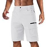CRYSULLY Men's Hiking Cargo Shorts Outdoor Summer Lightweight Quick Dry Work Casual Shorts with 5 Zipper Pockets