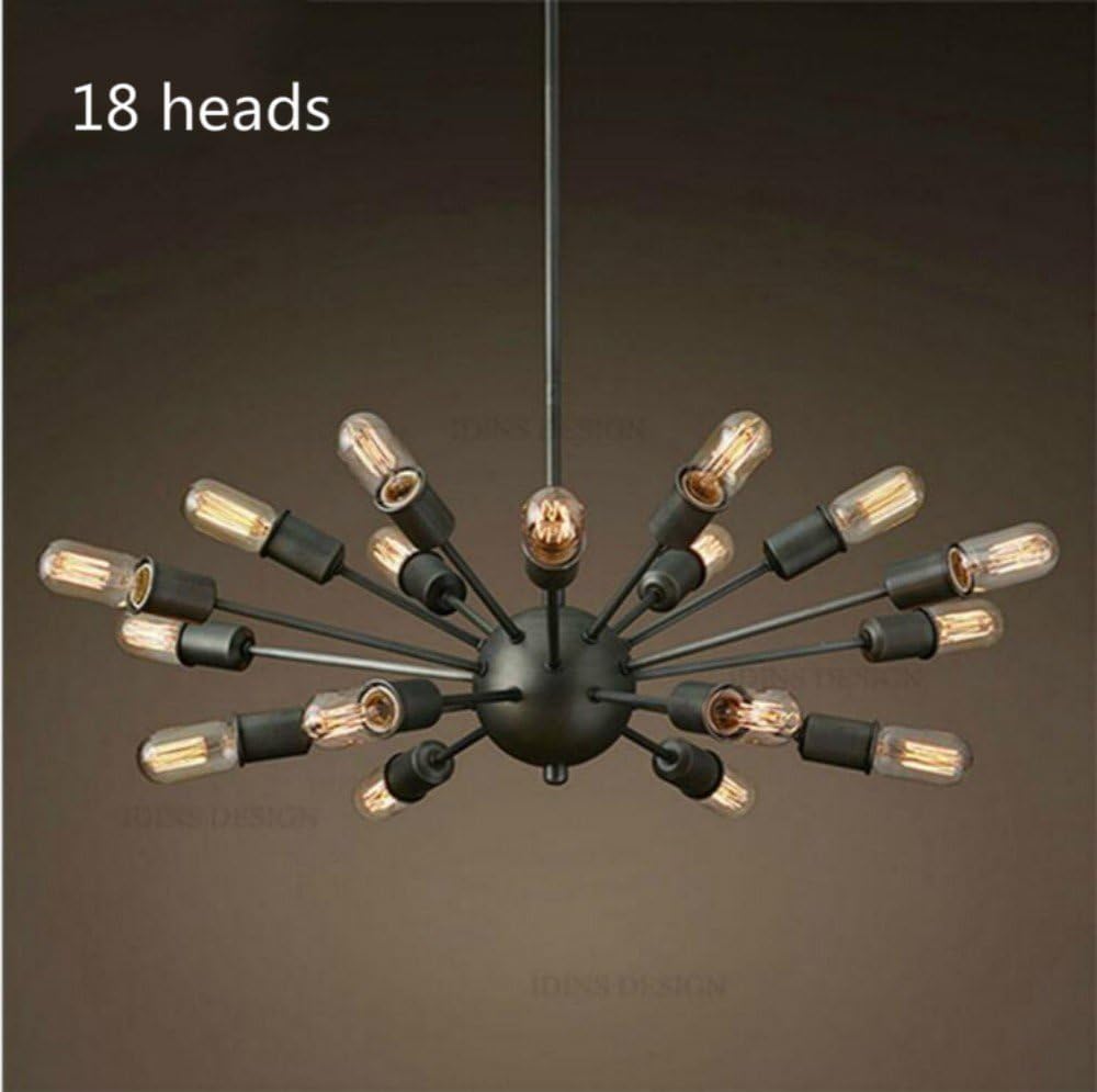 FengChandelier-Led industrial retro wind creative teapot chandeliers theme restaurants cafes bars Western restaurants Iron Chandelier,12 head black (without light source) [Energy Class A++]