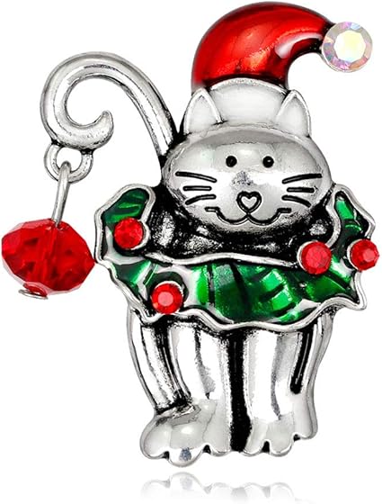 Mya 1pc Noel Nouvel An Chat Broche Chaton Broche Dessin Anime Mignon Forme De Chat Broche Blanche Cadeaux De Corsage Broches De Decoration De Banquet Amazon Fr Cuisine Maison