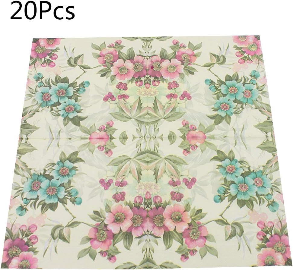 lipiny 20 Sheets/Bag Disposable Plant Flowers Leaf Paper Napkins Guest Birthday Party Tableware Decoration Supply