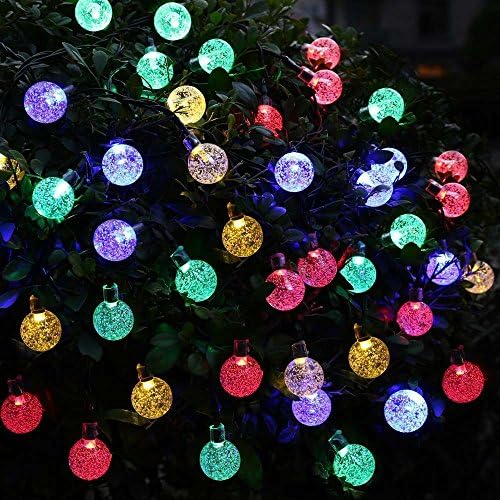 KELOMTECHNOLOGY RGB Outdoor Solar String Lights, 20ft 30LED Fairy Bubble Crystal Ball (RGB)