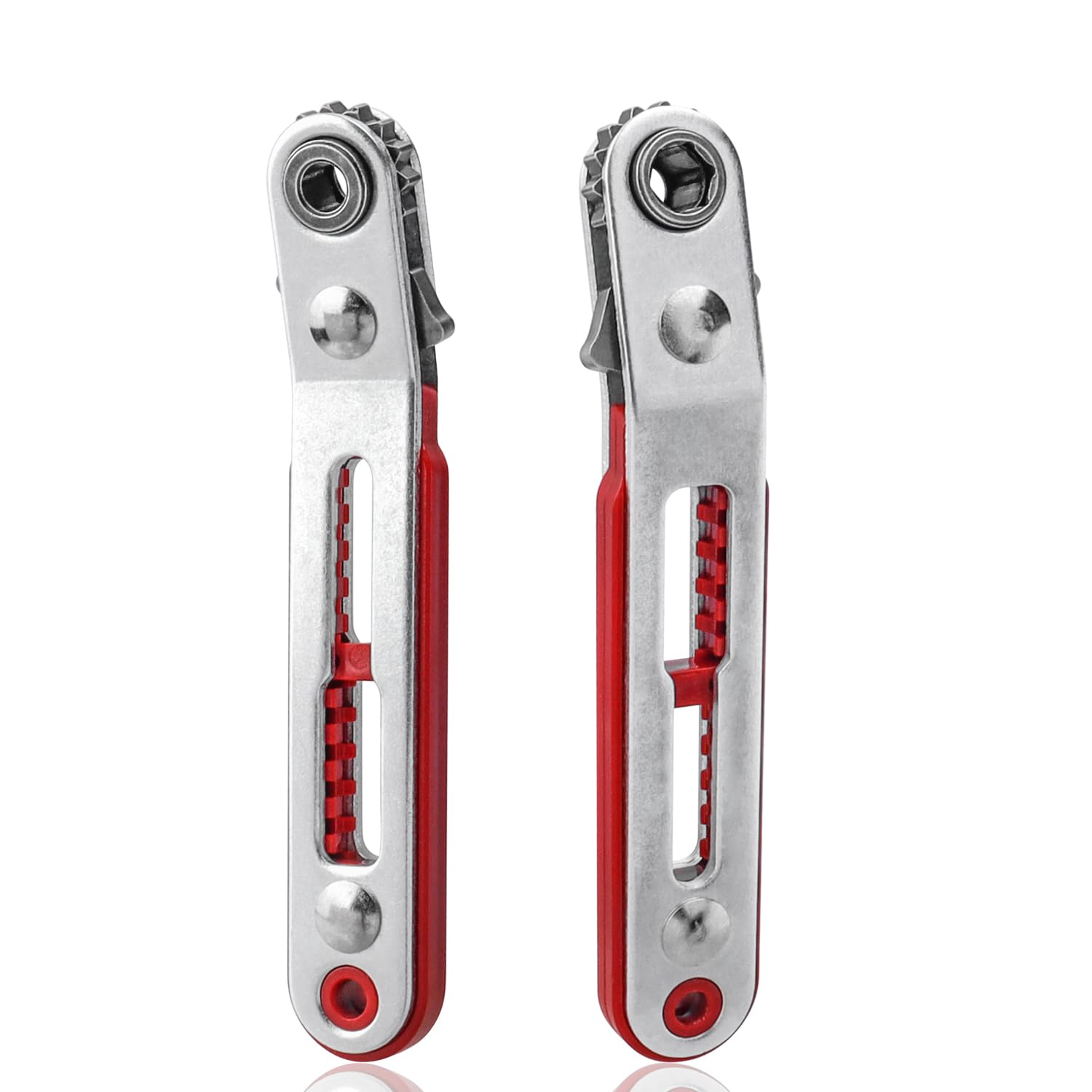 HaoTrade 2Pcs Screwdriver Angled Ratchet, Mini Ratchet Wrench Set, Reversible Ratchet Screwdriver Set, 1/4" Screwdrivers Bit Drive Ratchet Wrench for Home Gadget Machines and Other Devices, Flat&Elbow
