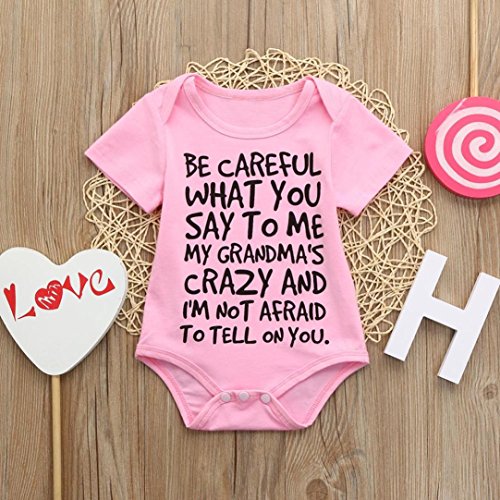 Clearance Sale 0-24 Months Newborn Infant Baby Kids Girl Boy Letter Print Romper Jumpsuit Sunsuit Outfits Clothes (Pink, 0-6 Months)