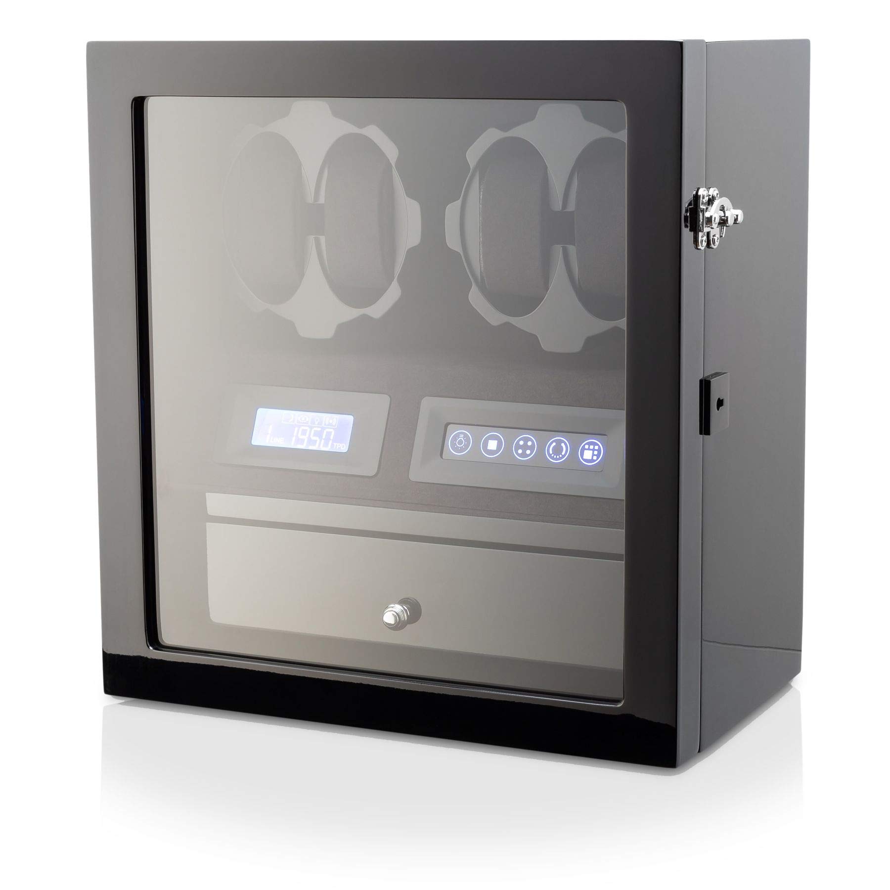 4 Watch Winder with 5 Watch Storage Space, LCD Display, Touch Control and Interior Light