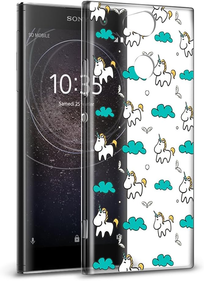 Sony Xperia XA2 Case, Eouine Phone Case Clear with Pattern [Ultra Slim] Shockproof Soft TPU Silicone Gel Cover Bumper Skin for Sony Xperia XA2 5.2" Smartphone (Unicorn)