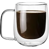 Little World Glass Coffee Mug, 8.5 oz Double Walled Insulated Cup Heat-resistant for Tea Coffee Latte Cappuccino Espresso Iced Tea Dishwasher & Microwave Safe, Set of 1 (Round)